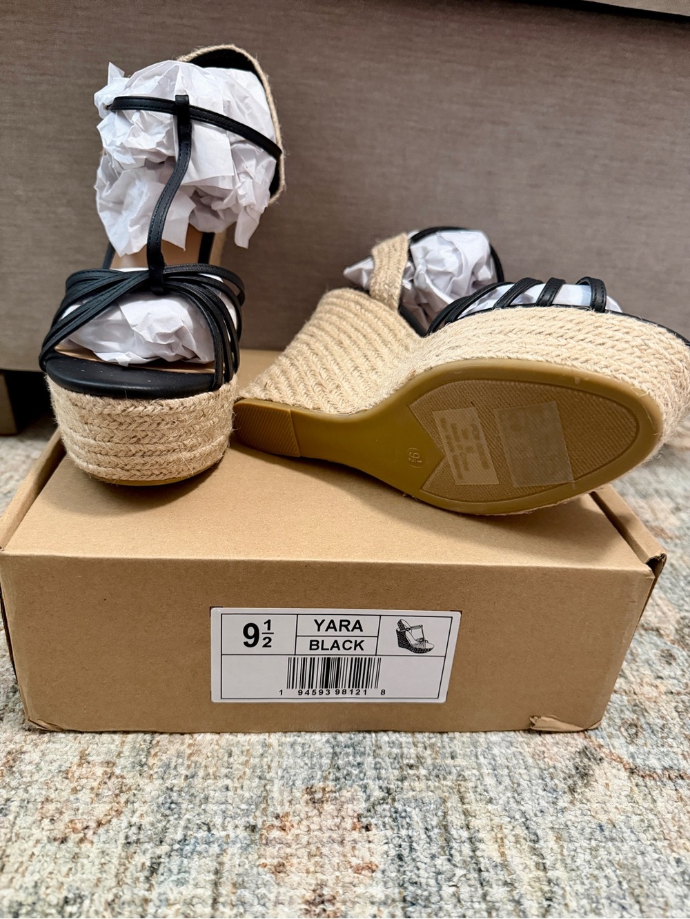 Journee Collection Black Braided Espadrille Wedge Sandals - Picture 2 of 6